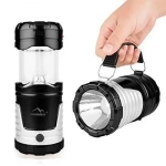 Πτυσσόμενος Ηλιακός Φακός Φανάρι Camping Led 1W+12LED Και PowerBank GSH 7088B OEM, σε μαύρο χρώμα