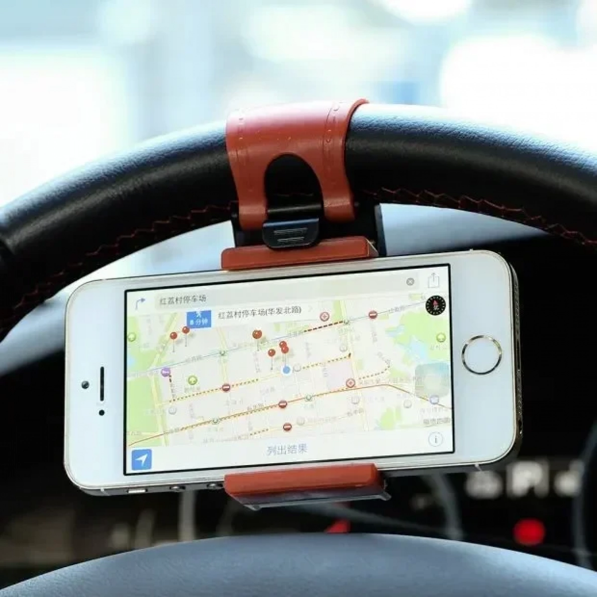 Βάση στήριξης κινητού/Gps για το τιμόνι του αυτοκινήτου, σε κόκκινο χρώμα