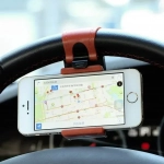 Βάση στήριξης κινητού/Gps για το τιμόνι του αυτοκινήτου, σε κόκκινο χρώμα