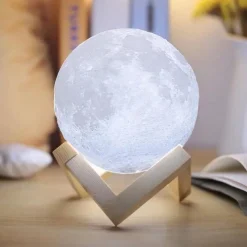 Ανάγλυφο Φωτιστικό Αφής 3D Φεγγάρι Moon Light LED Επαναφορτιζόμενο με 3 Αποχρώσεις