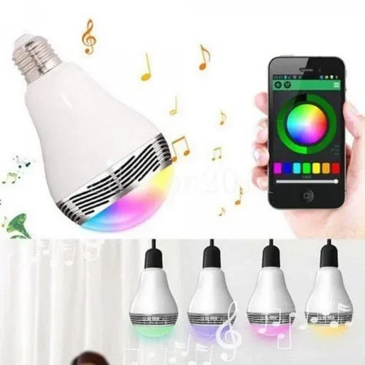 Bluetooth LED Λάμπα 6W E27 Πολύχρωμη με Ηχείο 3W με App Εφαρμογή για Android & iOS