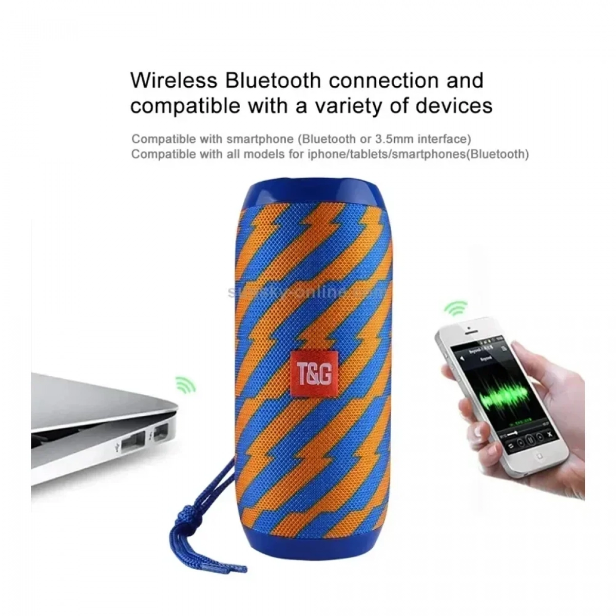 Φορητό Ασύρματο Ηχείο Bluetooth T&G TG-117, σε μπλε/πορτοκαλί χρώμα