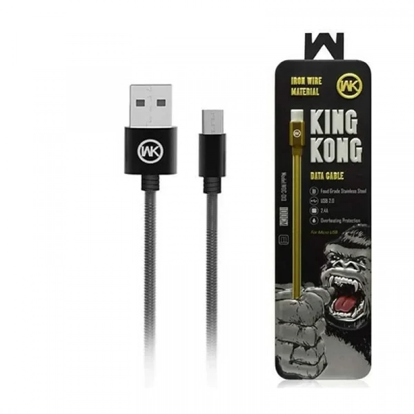 Καλώδιο WK WDC-013 King Kong Braided Micro Usb to USB 1m, σε μαύρο χρώμα