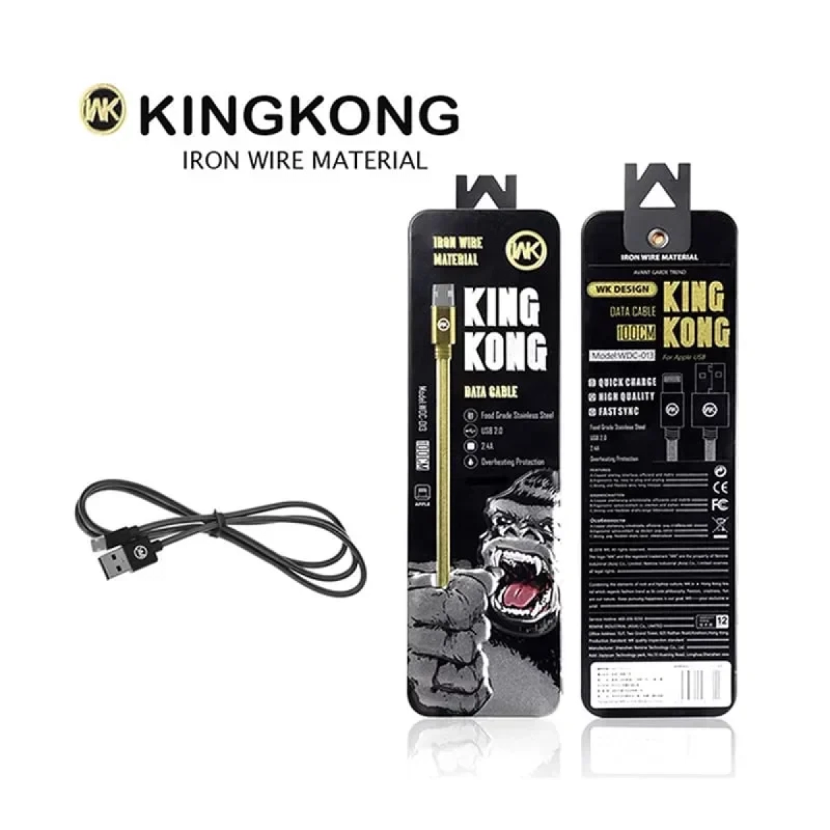 Καλώδιο WK WDC-013 King Kong Braided Micro Usb to USB 1m, σε μαύρο χρώμα