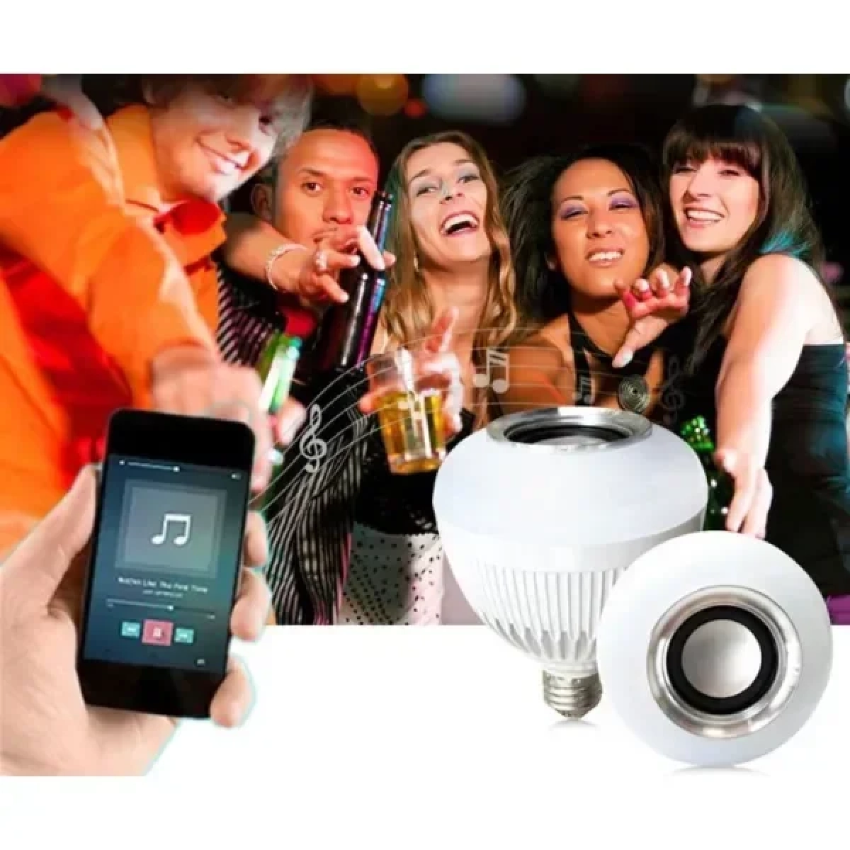 LED Λάμπα RGB E27 12W Που Αλλάζει Χρώματα, Ηχείο Bluetooth & Χειριστήριο
