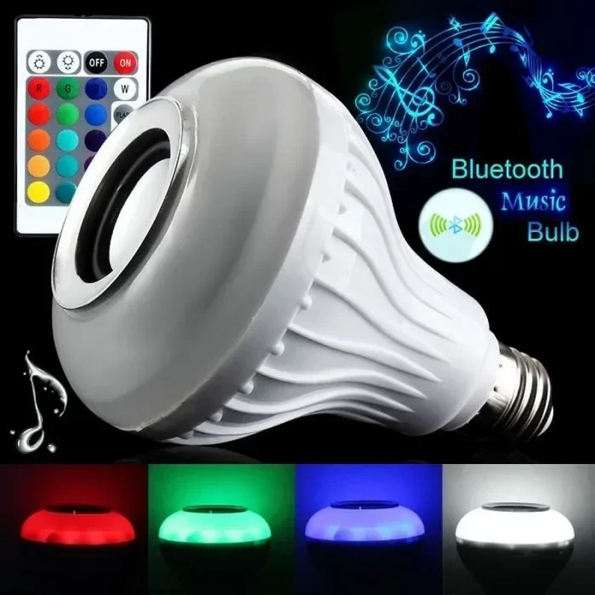 LED Λάμπα RGB E27 12W Που Αλλάζει Χρώματα, Ηχείο Bluetooth & Χειριστήριο
