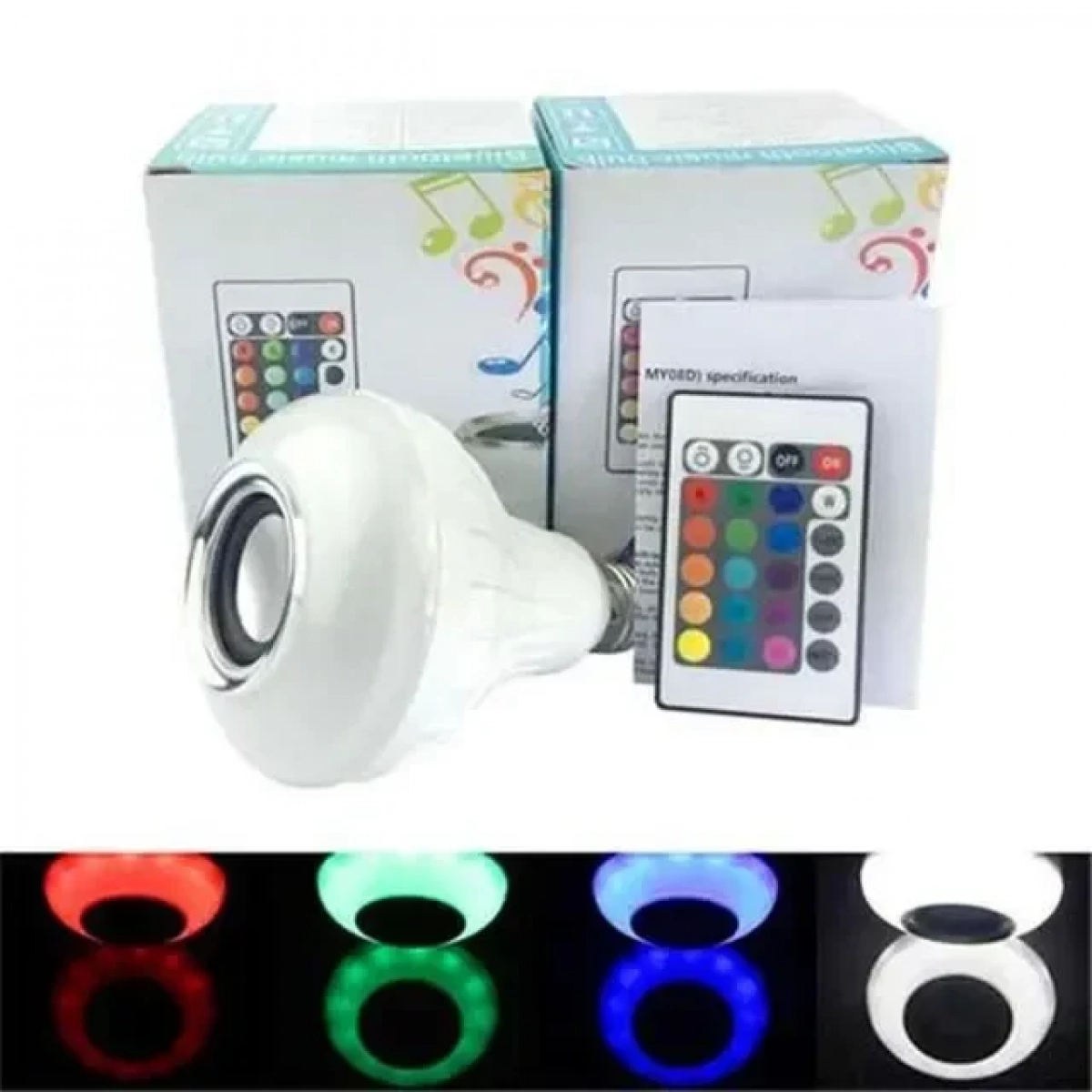 LED Λάμπα RGB E27 12W Που Αλλάζει Χρώματα, Ηχείο Bluetooth & Χειριστήριο