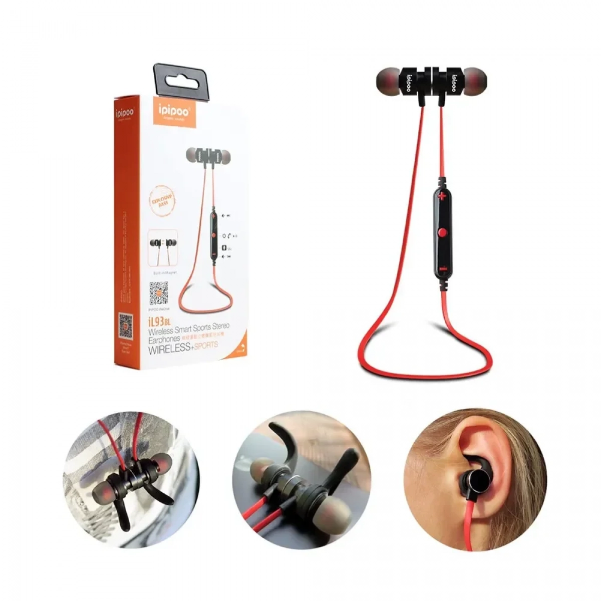 Μαγνητικά Ακουστικά Bluetooth Ipipoo iL91BL Bass Ροζ/Χρυσό - Image 4