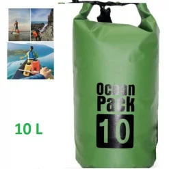 Ocean Pack Στεγανός Σάκος Ώμου με Χωρητικότητα 10 Λίτρων Πράσινο Χρώμα
