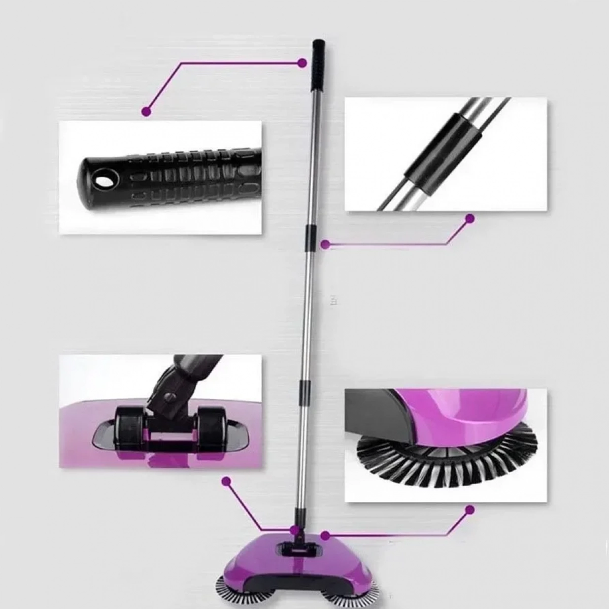 Περιστρεφόμενη Σκούπα Sweep Drag All-In-One για όλα τα πατώματα Μωβ Χρώμα