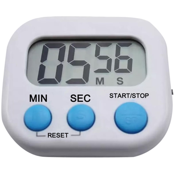 Ψηφιακό Χρονόμετρο Timer 60 Λεπτών με Μεγάλη Οθόνη, Μαγνήτη & Λειτουργία Λεπτών/Δευτερολέπτων Λευκό