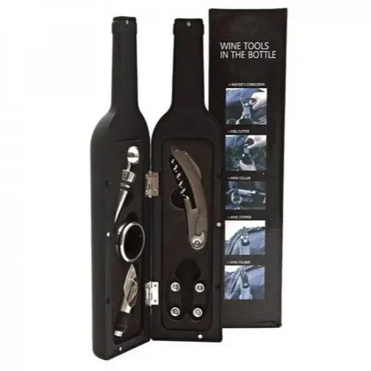 Σετ Κρασιού σε Θήκη Μπουκάλι 5τμχ - Wine Tools in a Bottle