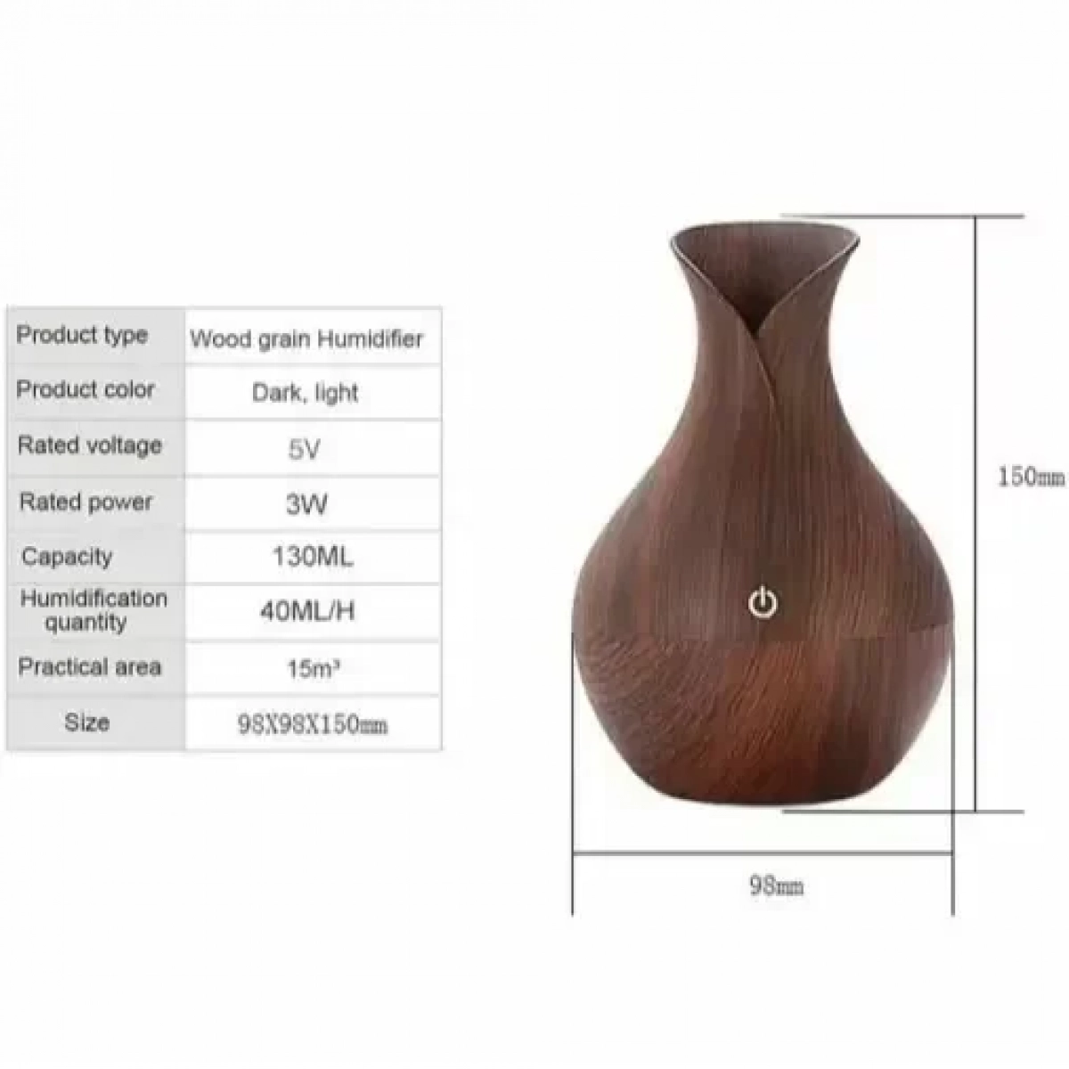 Συσκευή Αρωματοθεραπείας και Υγραντήρας Υπερήχων με 7 LED Χρωματισμούς Σκούρο Καφέ Ξύλο