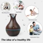 Συσκευή Αρωματοθεραπείας και Υγραντήρας Υπερήχων με 7 LED Χρωματισμούς Σκούρο Καφέ Ξύλο