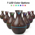 Συσκευή Αρωματοθεραπείας και Υγραντήρας Υπερήχων με 7 LED Χρωματισμούς Σκούρο Καφέ Ξύλο