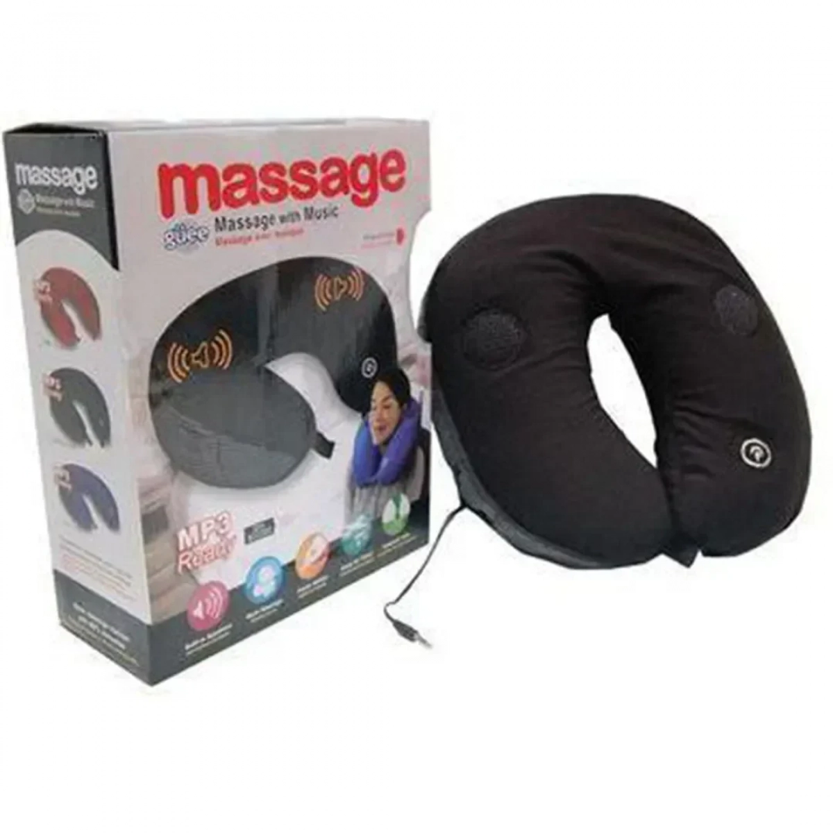 Guee Massager- Μαξιλάρι αυχένα με δόνηση, σε μαύρο χρώμα