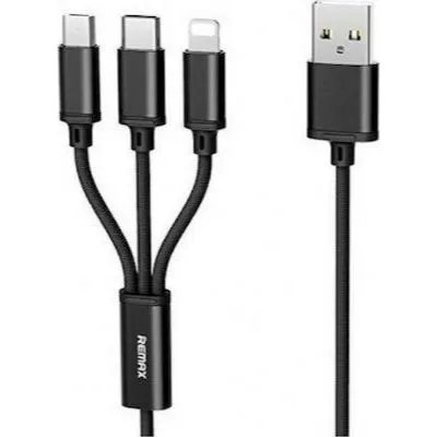 Remax Rc-131Th Καλώδιο Usb Σε Lightning / Type-C / Micro Usb, 1,15M, Σε Μαύρο Χρώμα