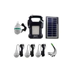 Solar Ηλιακό Σύστημα Φωτισμού & Φόρτισης FM Με Panel, Μπαταρία, Φακό & 3 Λάμπες 3W GD-8050