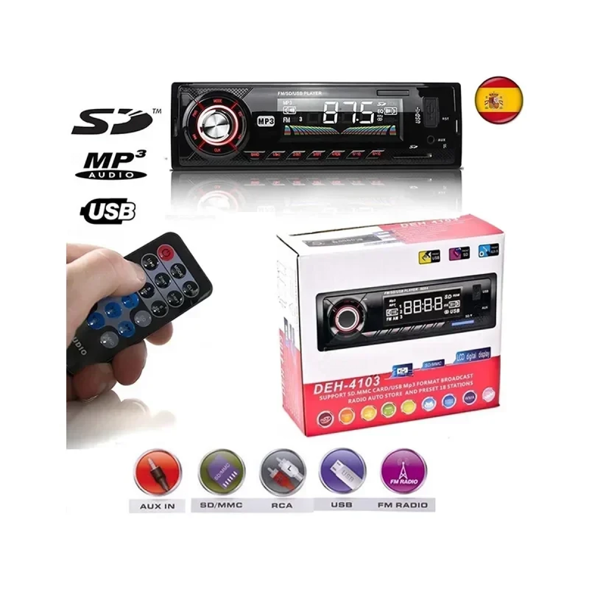 Mp3 Player 1 din USB, SD, AUX, Radio και Χειριστήριο DEH-4103