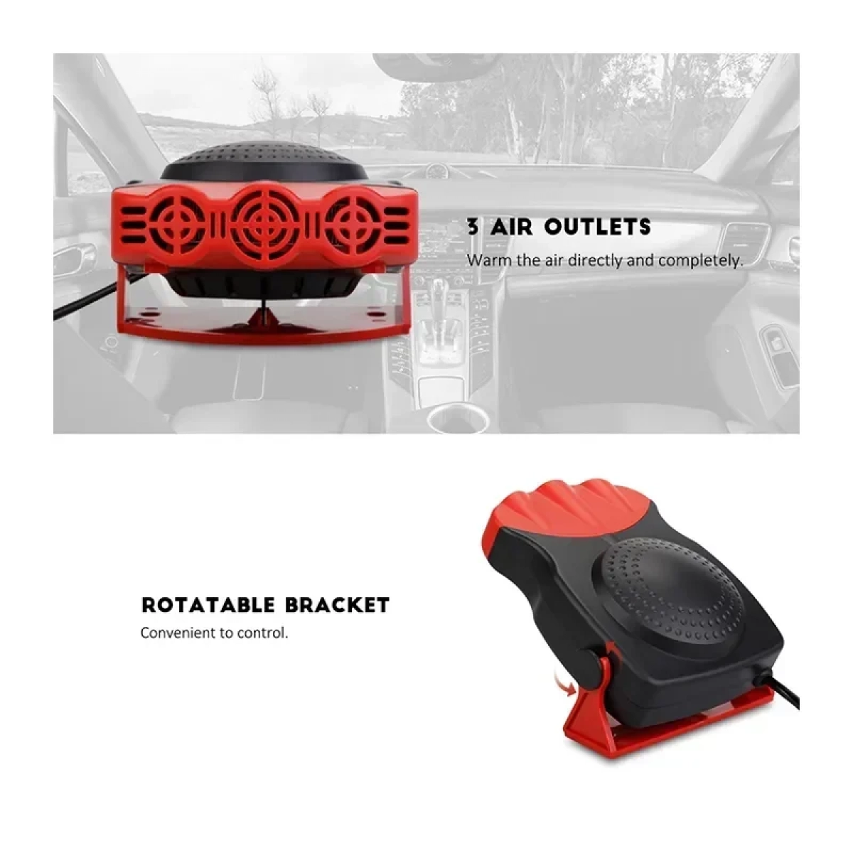 Αερόθερμο Αυτοκινήτου 12V 150W - OEM Auto Heater Fan, σε κόκκινο χρώμα