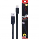 REMAX Καλώδιο Lighting USB/Data RC-001i Σιλικόνης Flat για iPhone 2m, σε μαύρο χρώμα