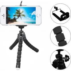 Bluetooth Χειριστήριο και Τρίποδο για Selfie Φωτογραφίες σε μαύρο χρώμα EZRA-ST04