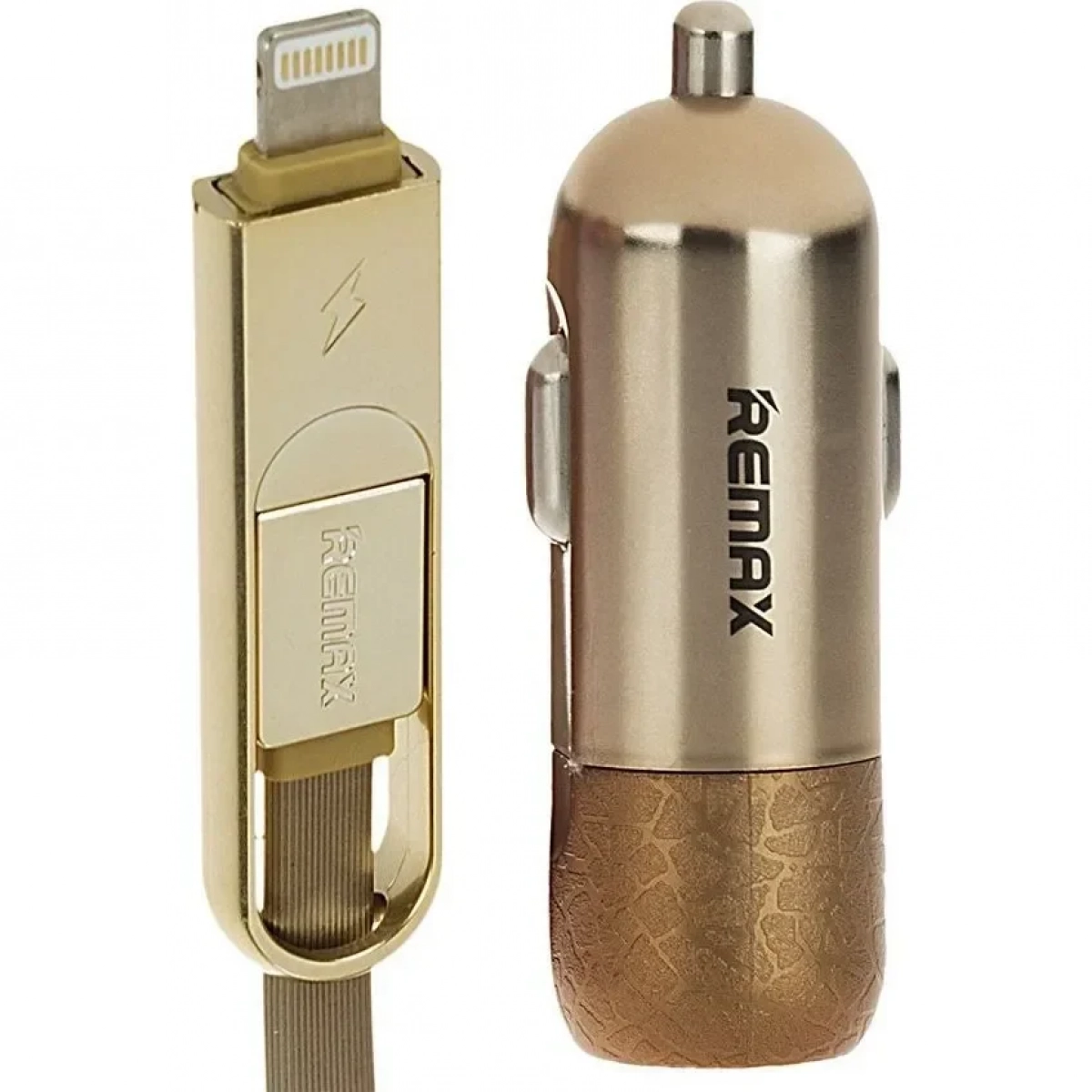 Φορτιστής Αυτοκινήτου Remax Finchy RCC103 με καλώδιο microUSB / Lightning (Χρυσό)