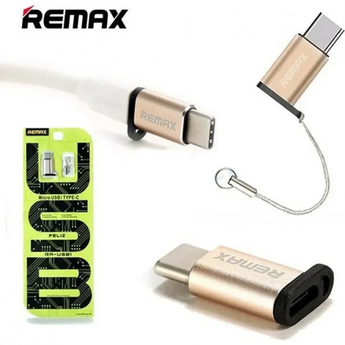 Αντάπτορας Remax Micro USB Female to USB Type-C Male RA-USB1, σε χρυσό χρώμα