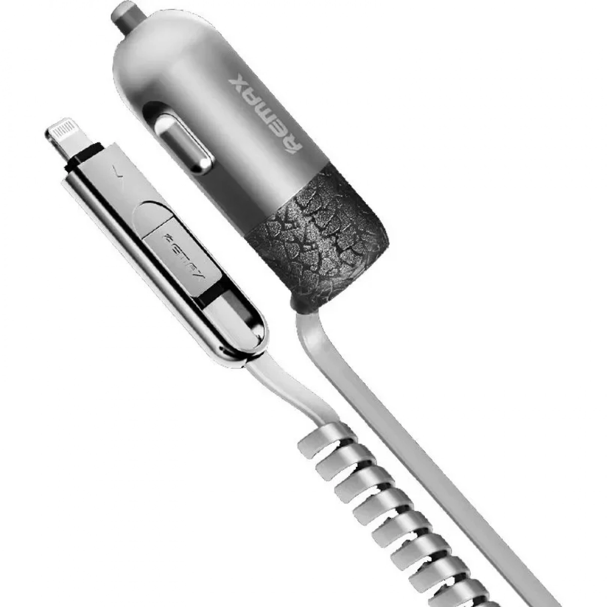 Φορτιστής Αυτοκινήτου Remax Finchy RCC103 με καλώδιο microUSB / Lightning (Ασημί)