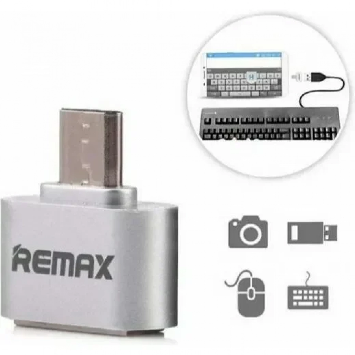 REMAX RA-OTG Αντάπτορας Micro USB Aρσενικό Σε USB Θηλυκό Host OTG, σε ασημί χρώμα