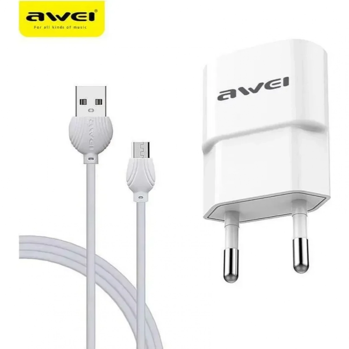 Φορτιστής Awei C-831 με Kαλώδιο Micro Usb (Λευκό)