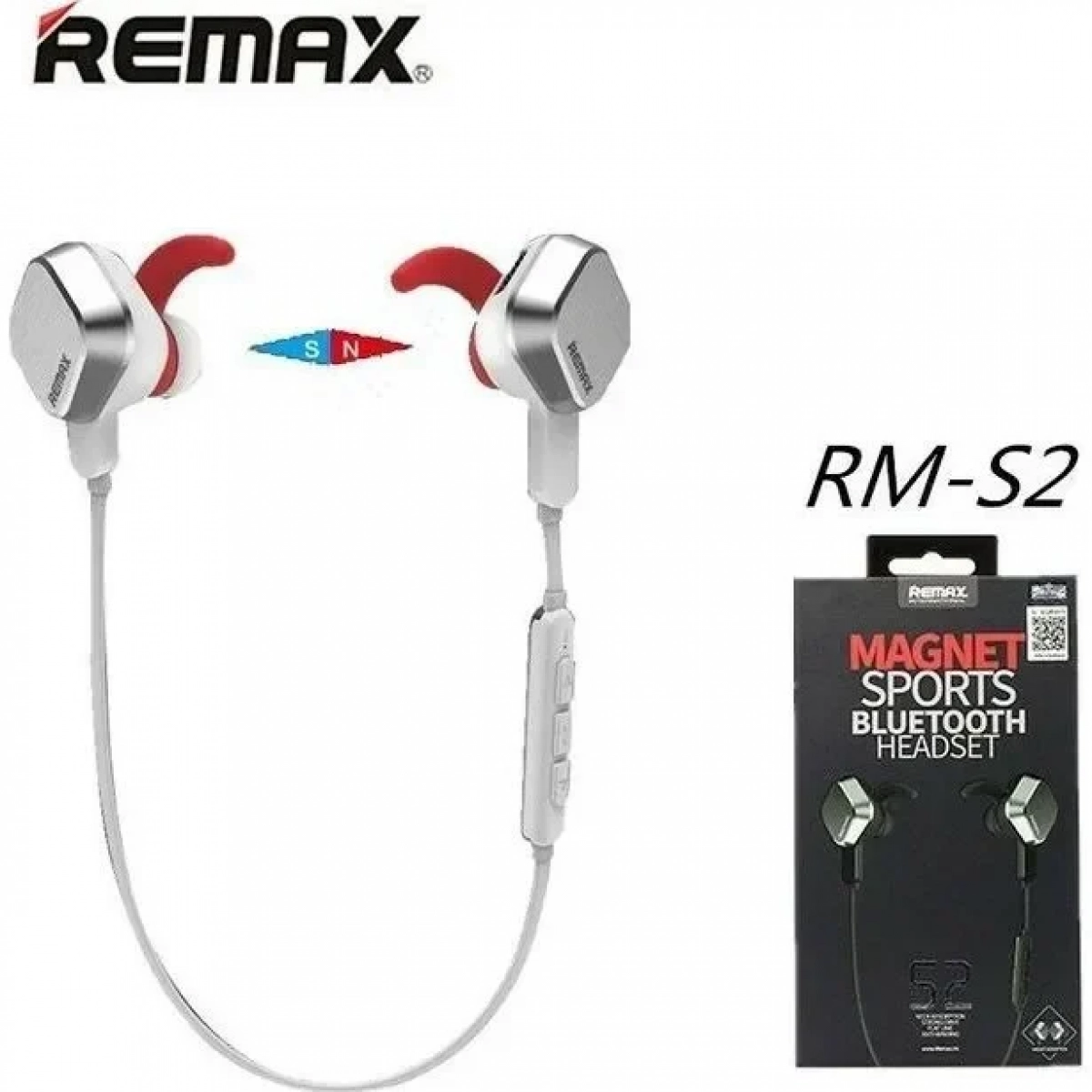 REMAX RB-S2 Bluetooth Wireless in-ear Μαγνητικά Ακουστικά, σε λευκό χρώμα