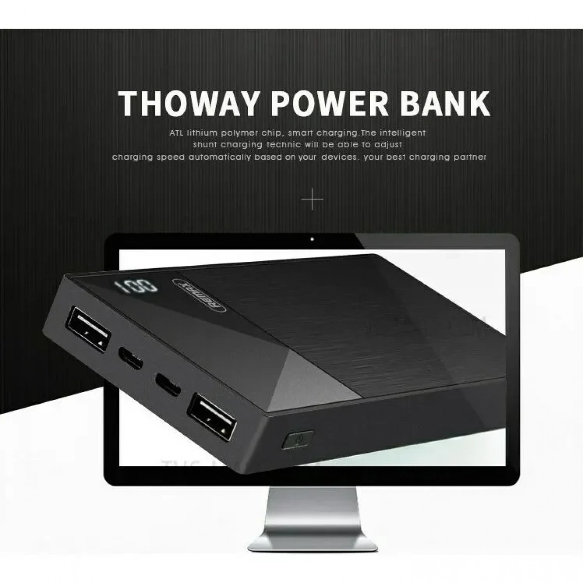 Remax Thoway 5000mAh Mobile Power Bank RPP-54, σε μαύρο χρώμα