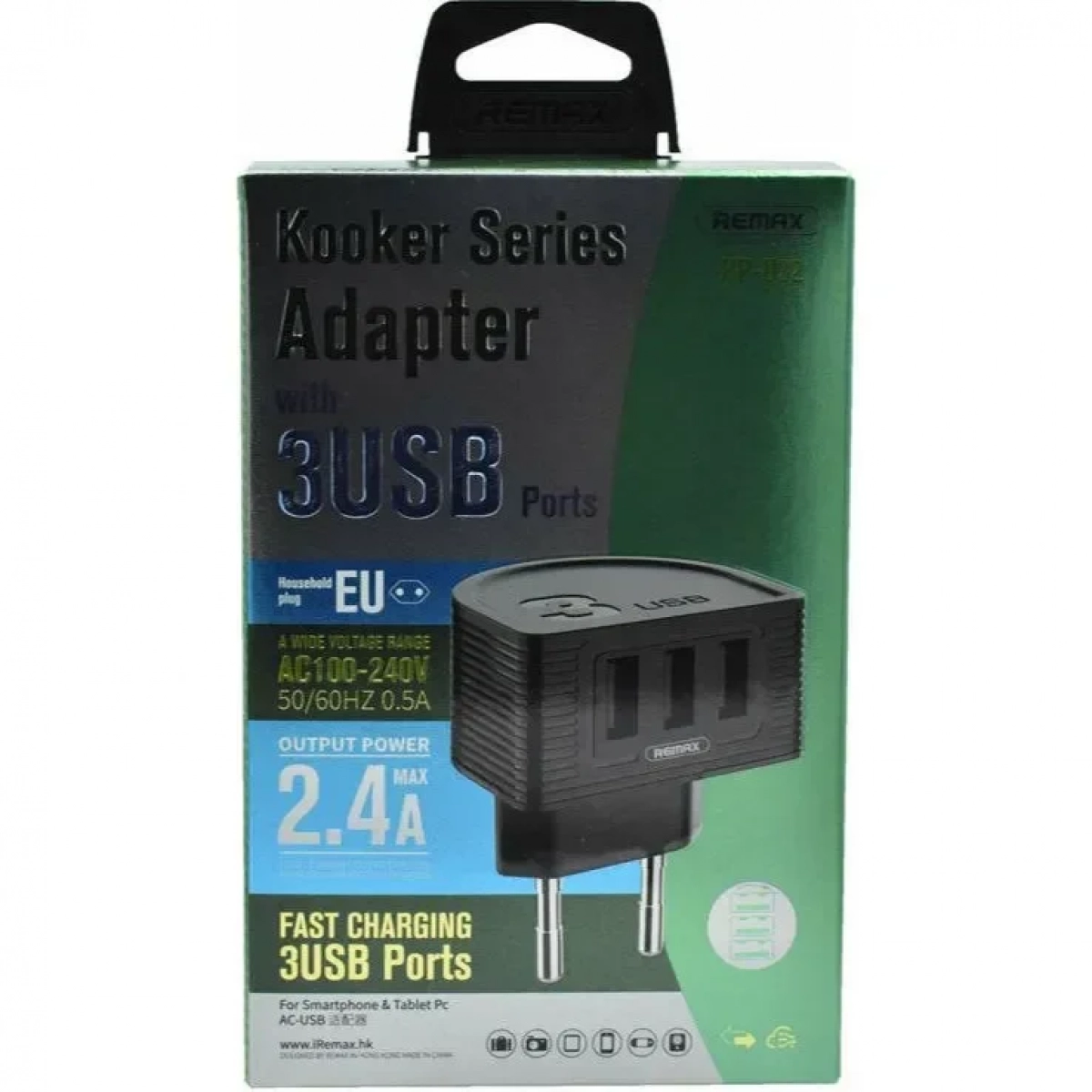 Remax (RP-U32) Φορτιστής Kooker Series Με 3 Θύρες USB 2.4A, σε μαύρο χρώμα