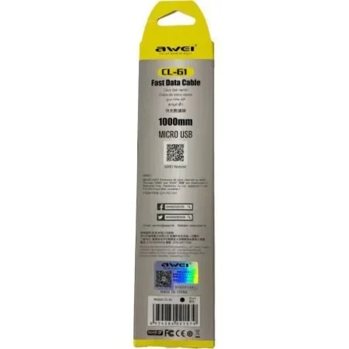 Καλώδιο Awei CL-61 Usb to Micro Usb, σε μαύρο χρώμα