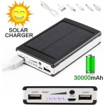 Ηλιακή Μπαταρία Φορτιστής και Φωτιστικό LED – Solar Power Bank 30000mAh Μαύρο