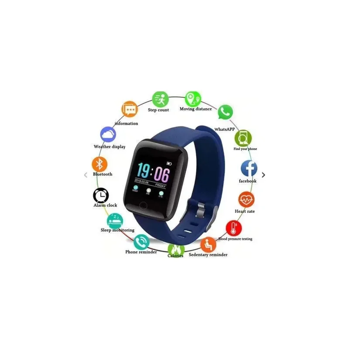Fitness Smartwatch Activity Tracker 116 Plus, σε μπλε χρώμα