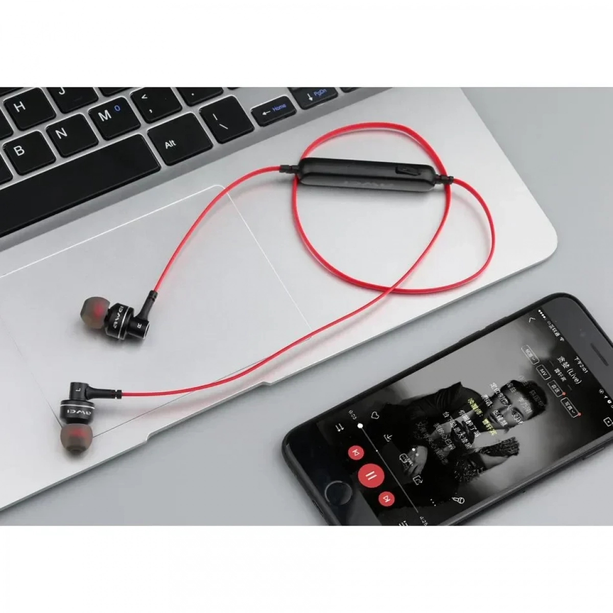 Ακουστικά Bluetooth Awei B990BL, σε μαύρο/κόκκινο χρώμα
