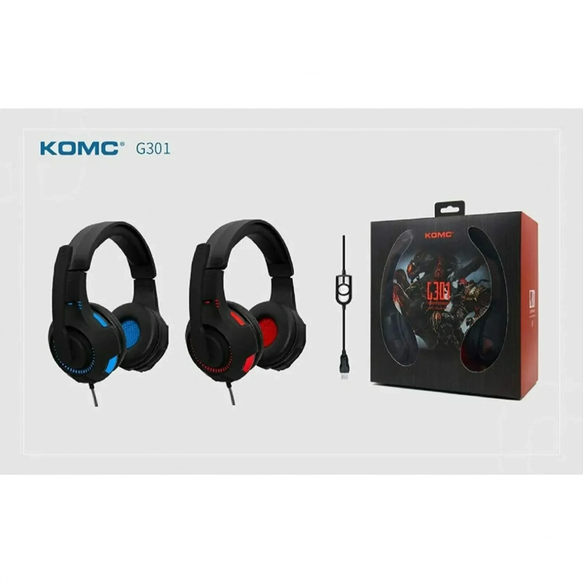 Ακουστικά Stereo KOMC USB Headphones G301, σε μπλε χρώμα