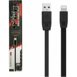 REMAX Καλώδιο Lighting USB/Data RC-001i Σιλικόνης Flat για iPhone 2m, σε μαύρο χρώμα