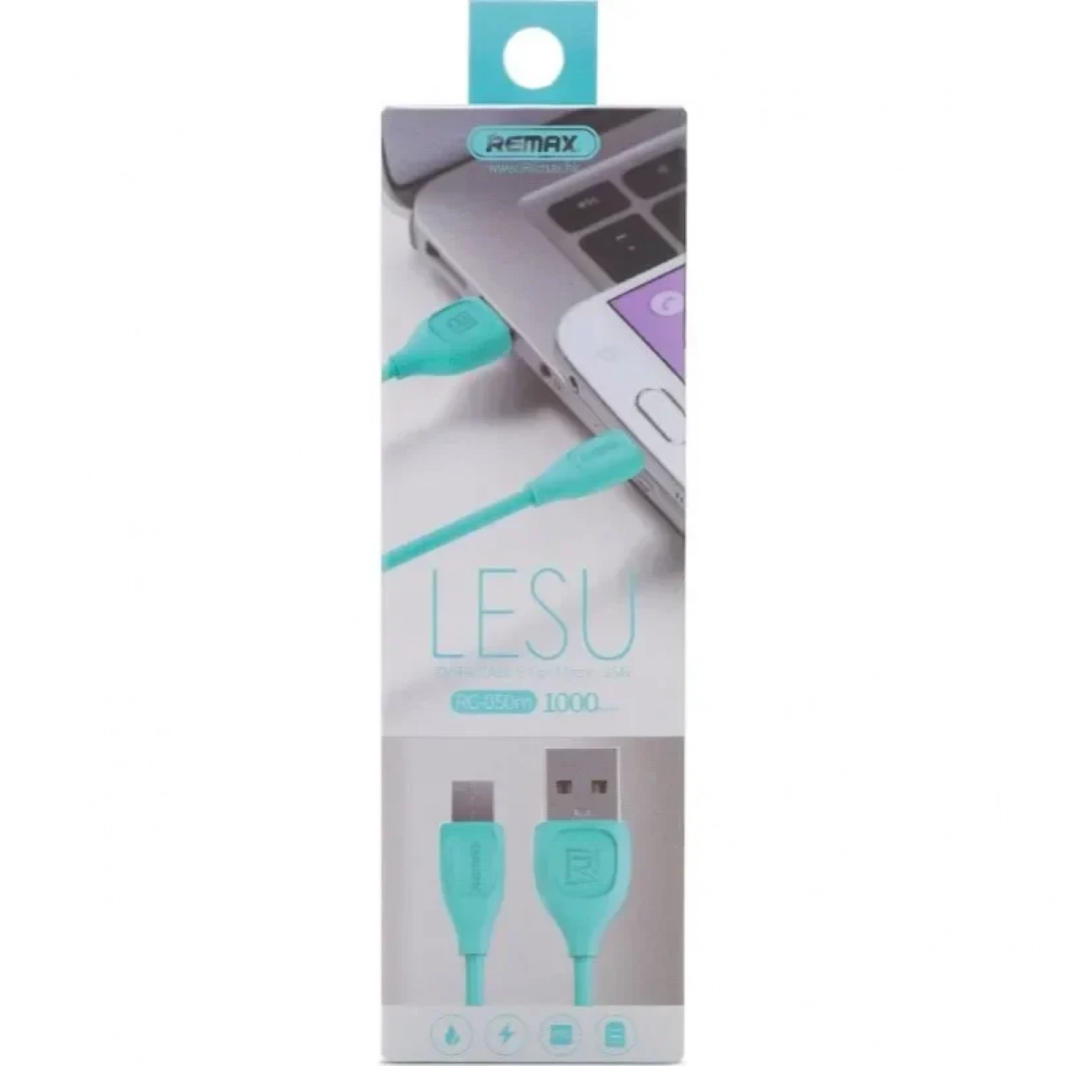 Remax Lesu RC-050m Καλώδιο Φόρτισης και μεταφοράς δεδομένων Micro Usb 1.0m, σε γαλάζιο χρώμα