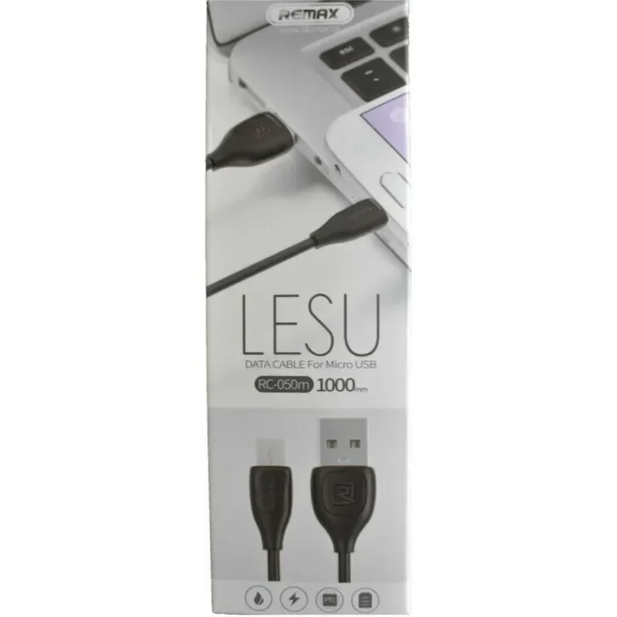 Remax Lesu RC-050m Καλώδιο Φόρτισης και μεταφοράς δεδομένων Micro Usb 1.0m, σε μαύρο χρώμα