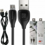 Remax Lesu RC-050m Καλώδιο Φόρτισης και μεταφοράς δεδομένων Micro Usb 1.0m, σε μαύρο χρώμα