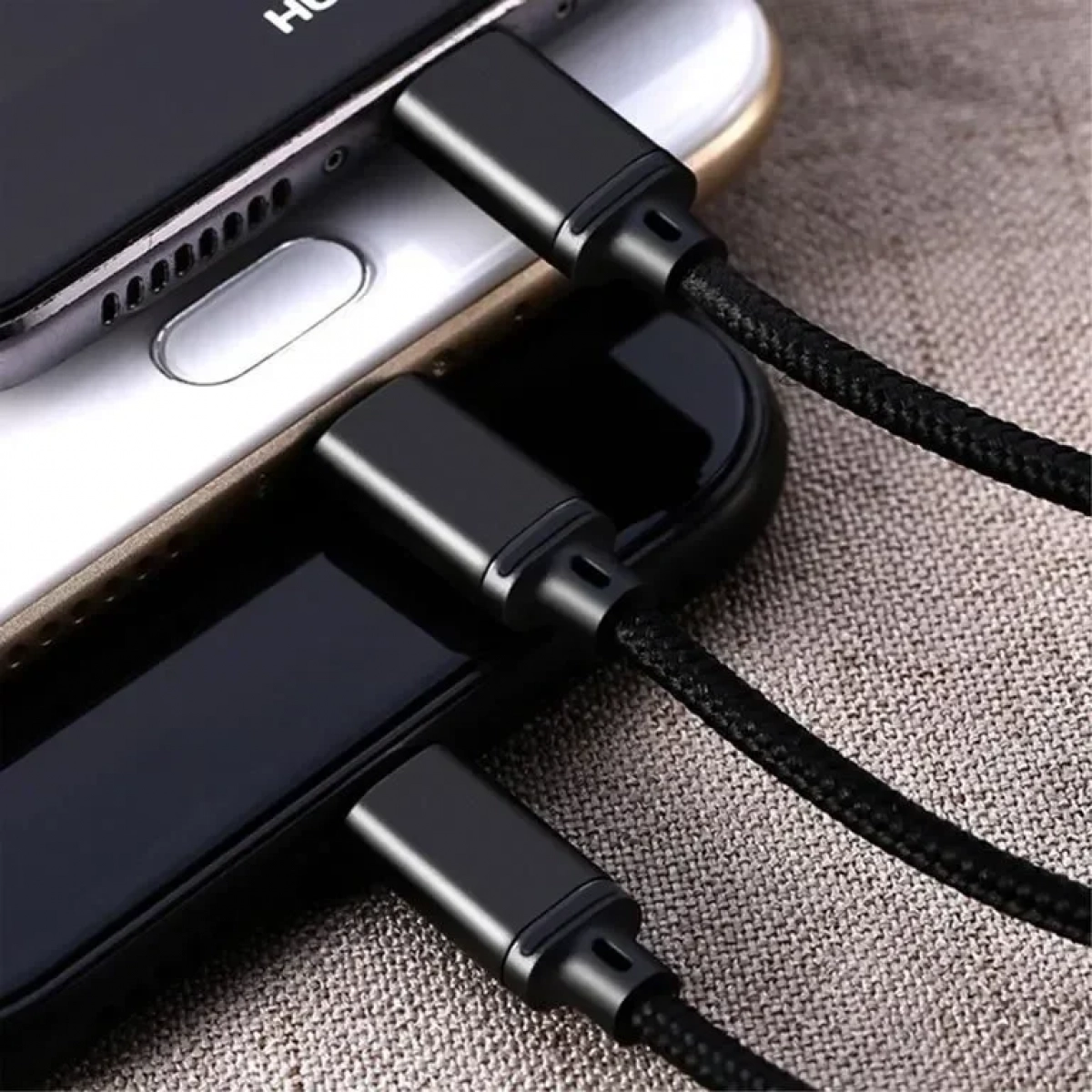 Remax RC-131th Καλώδιο USB σε Lightning / Type-C / micro USB, 1,15m, σε μαύρο χρώμα