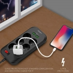Πολύμπριζο Ασφαλείας LDNIO SE6403 6πλό με 4 θέσεις USB (Μαύρο)