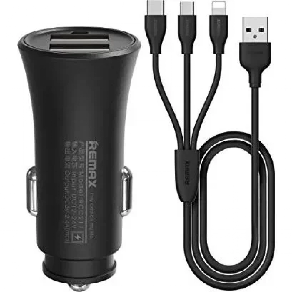 Φορτιστής Αυτοκινήτου Remax Rocket RCC217 2xUSB 2.4A σε μαύρο χρώμα
