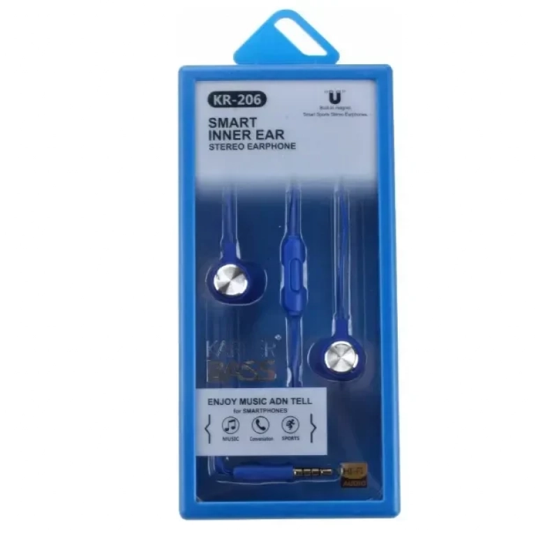 Ακουστικά Handsfree Karler Bass KR-206, σε μπλε χρώμα