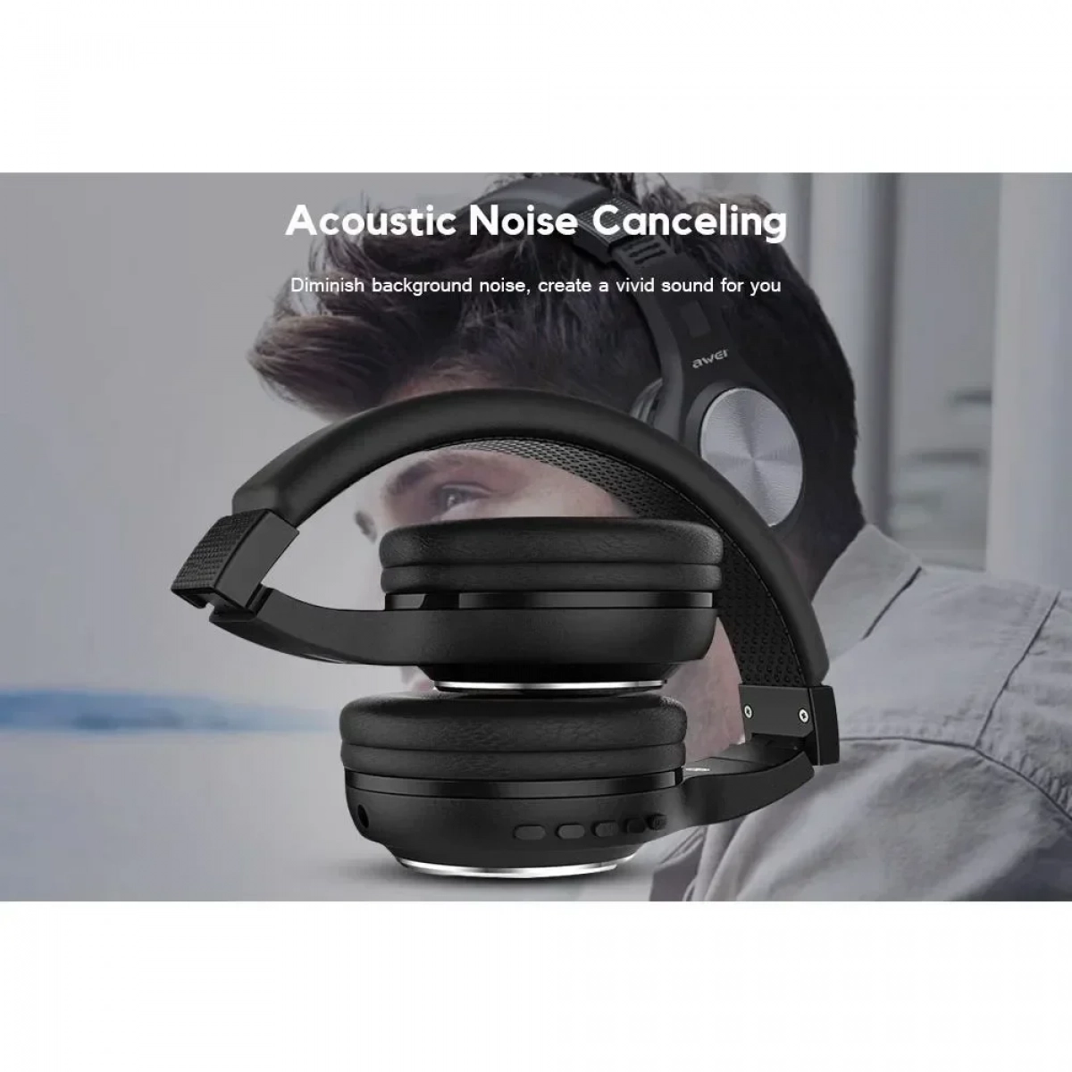 Ακουστικά Bluetooth Stereo Awei A600BL, σε ασημί χρώμα