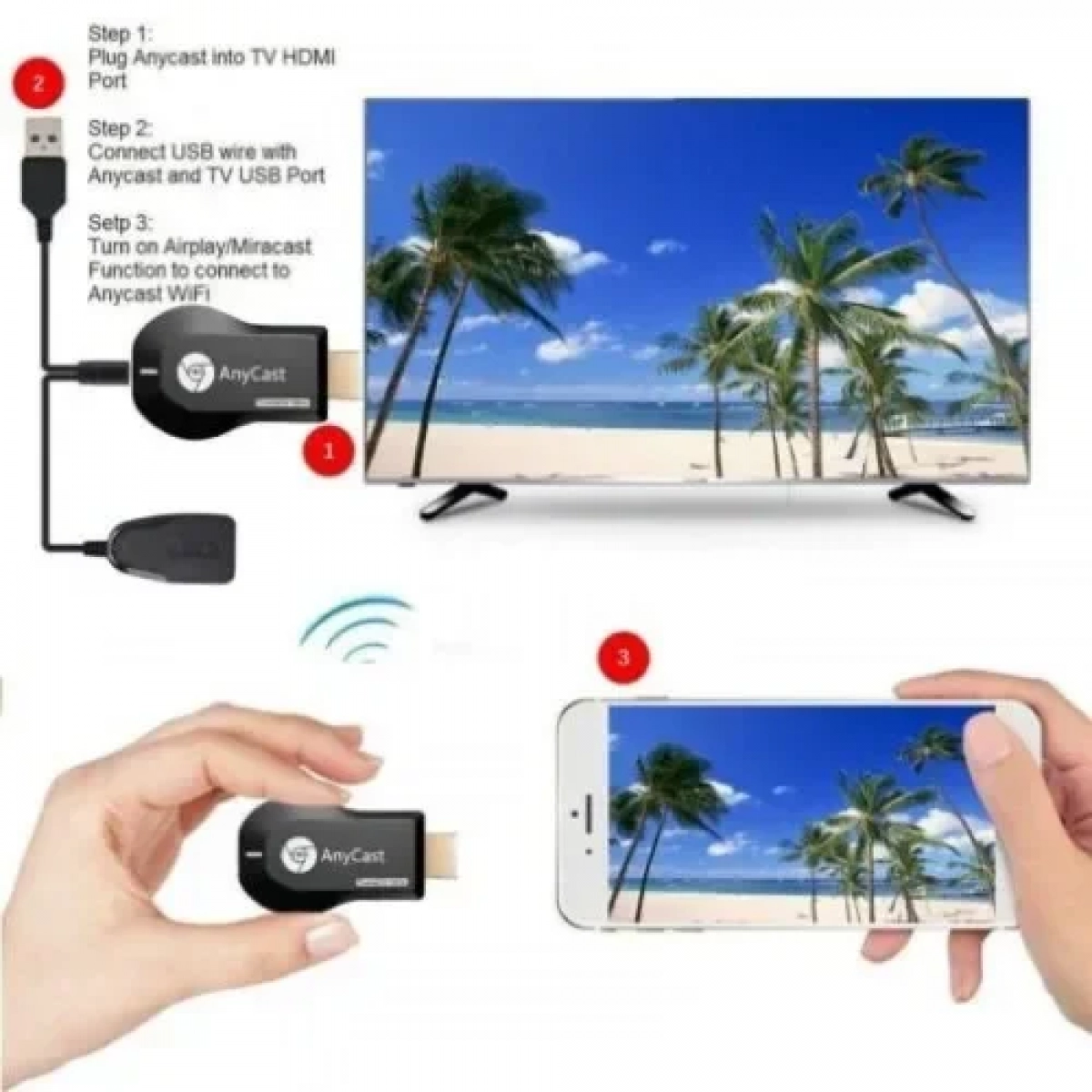 ANYCAST M4 Plus DLNA Airplay WiFi Display Miracast TV Dongle Mini Android TV Stick