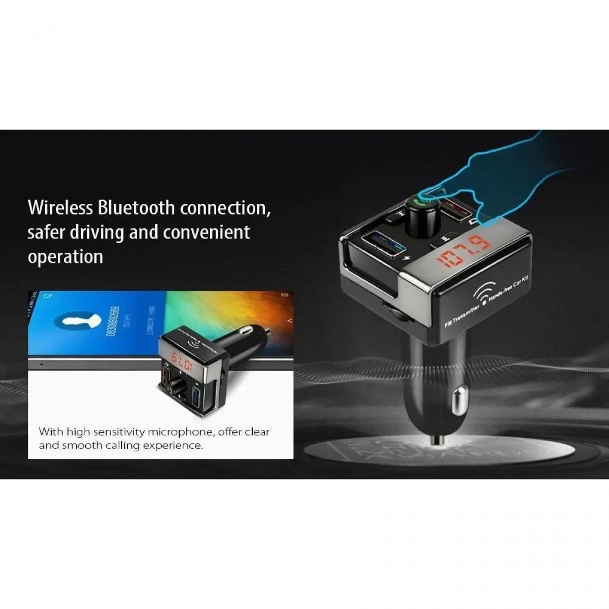 Bluetooth Hands-Free Car Kit Fm Transmitter – OEM A7
